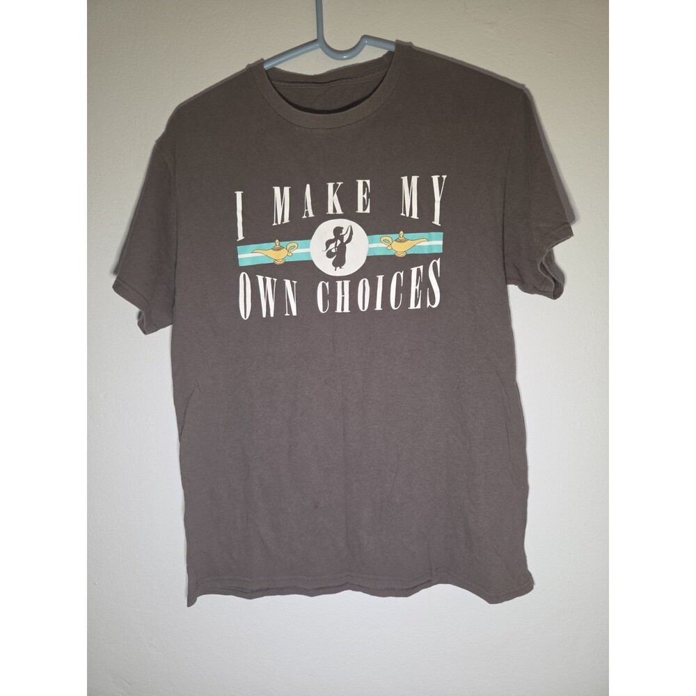 Disney Aladdin Genie Jasmine “I Make My Own Choices” Graphic T-Shirt Gray SIze M